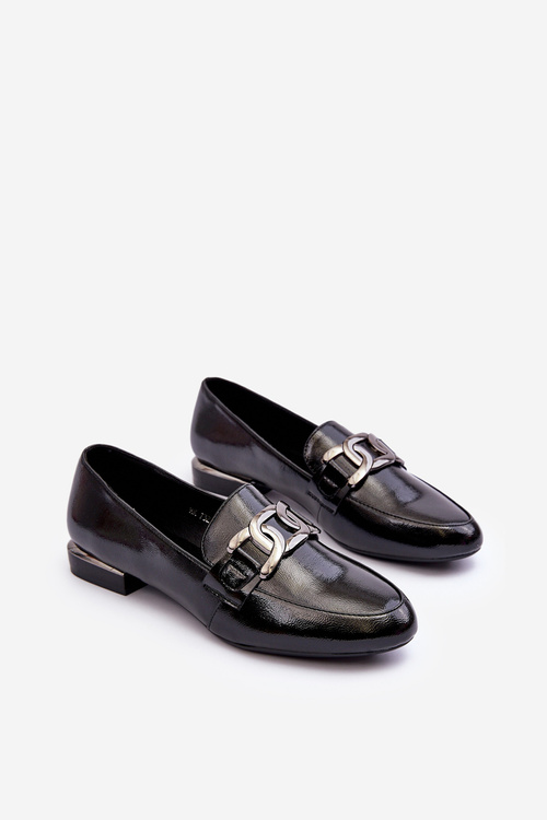 Dámske mokasíny lakované dekoráciou Black Camilena