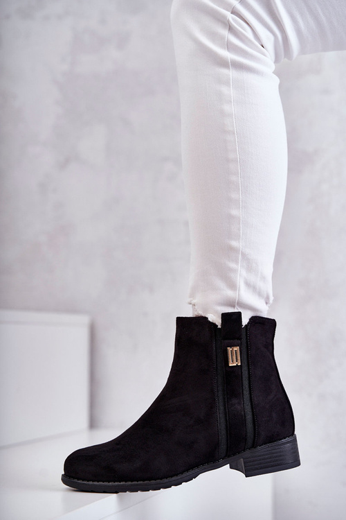 Dámske semišové topánky s dekoráciou čierna Giana