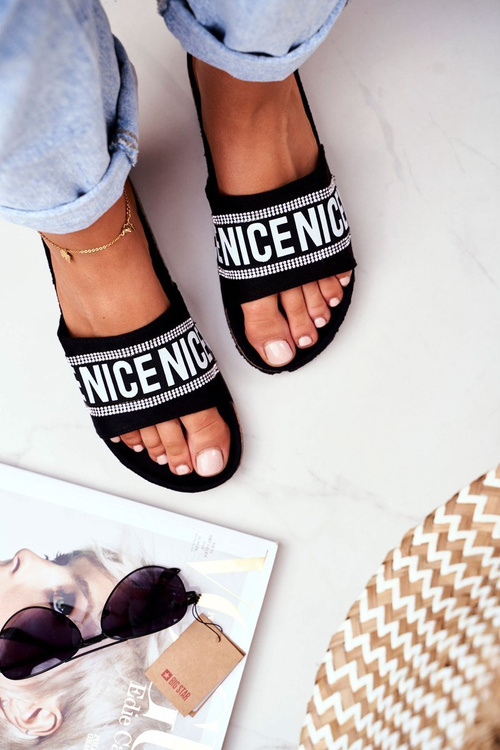 Nazouváky Na Korkové Podrážce Se Zirkony Černé Be Nice