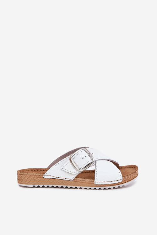 Dámske Kožené Šľapky S Prackou Biely Inblu VO0004GU