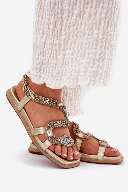 Dámské sandály se zdobením had eko kůže Artiker 56C1362 zlaté