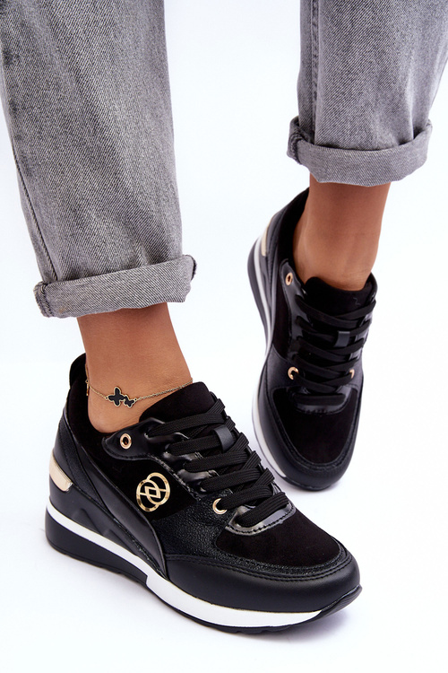 Dámské šněrovací sportovní boty na koturnu černé Genova