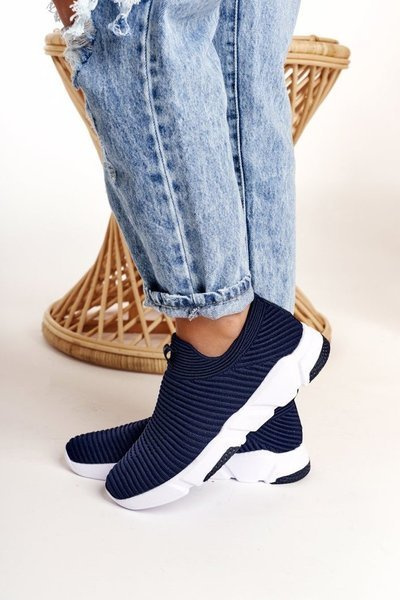 Dámske športové topánky skĺznuté veľké hviezdy DD274464 Navy Blue