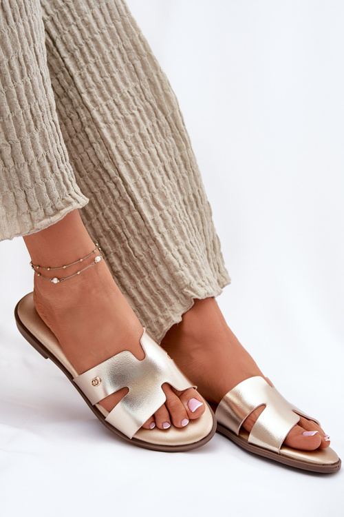 Dámske Plátené Sandále Z Eko Kože Zlaté Firvania