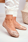 Lu Boo Dámske baleríny Pink Openwork Gold Braid Fors