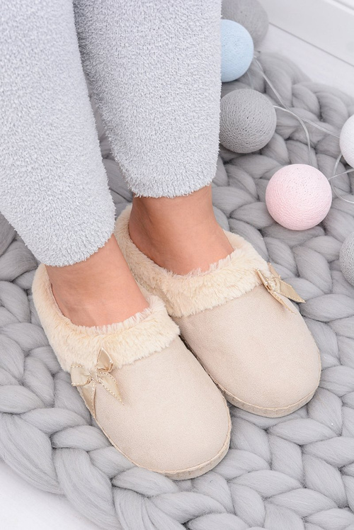 Klapki Damskie Z Futerkiem I Kokardką SOXO Różowe