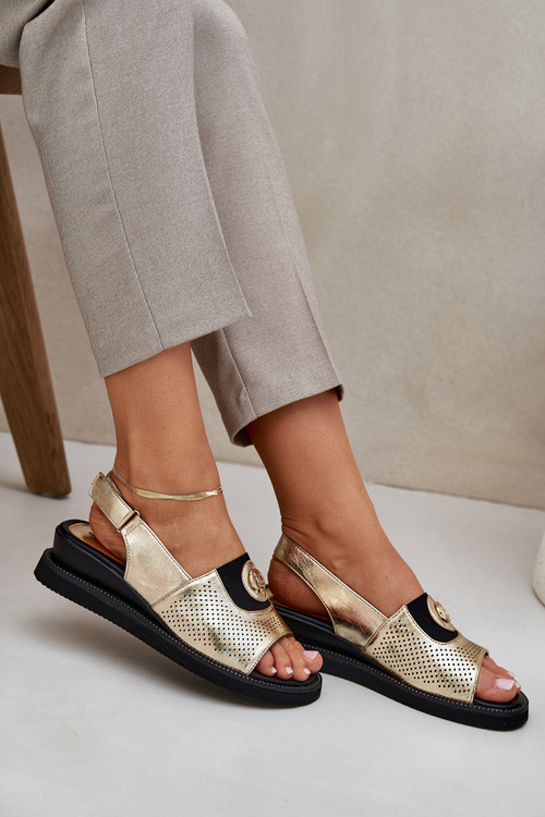 Dámske Sandále Na Klíne Zlaté Isnnoria