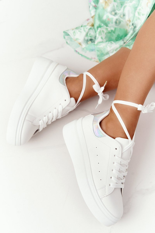 Dámská Sportovní Obuv Sneakers Na Platformě Bílé-Stříbrné Shine Bright