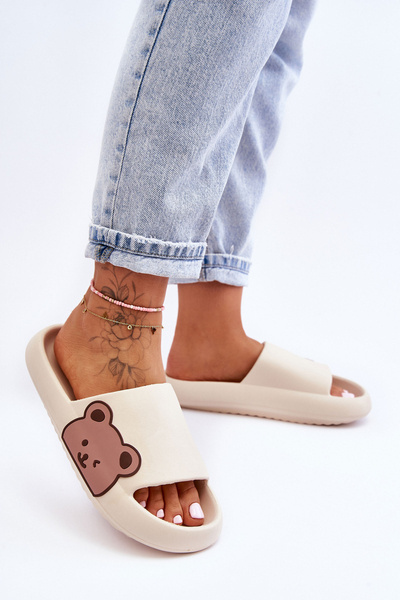 Dámské lehké pěnové pantofle Bear Motiv Béžove Parisso