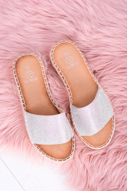 Dámske strieborné flip -flops lu boo boo shinemadam
