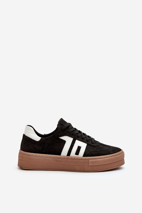 Dámské kožené tenisky na platformě černé Zazoo N1095S2