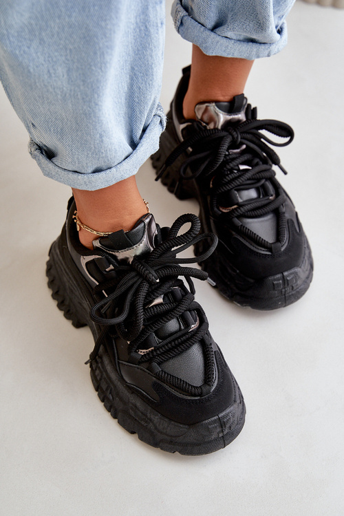 Dámské tenisky na masivní podrážce černé Nevela