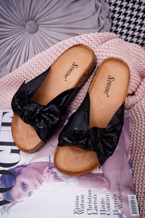 Dámské Nazouváky S Mašlí černé Metalics