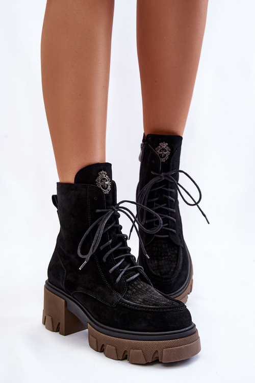 Ženské semišné izolované topánky Čierny lemar rehin