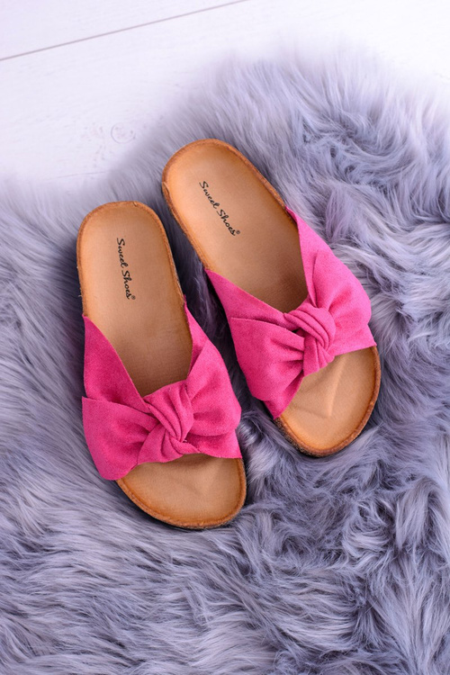 Dámske papuče korku, Wally Fuchsia sa luky