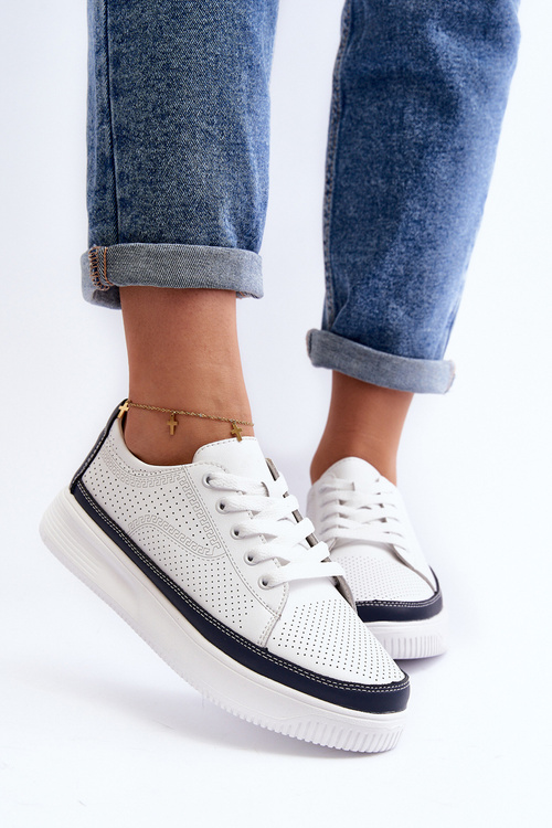 Dámske kožené športové topánky Tenisky bielo-modré Failla