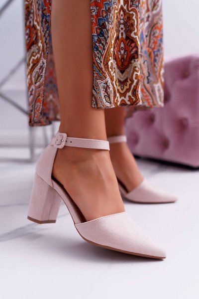 Dámské Lodičky Na Podpatku Semišové Béžové Elegante