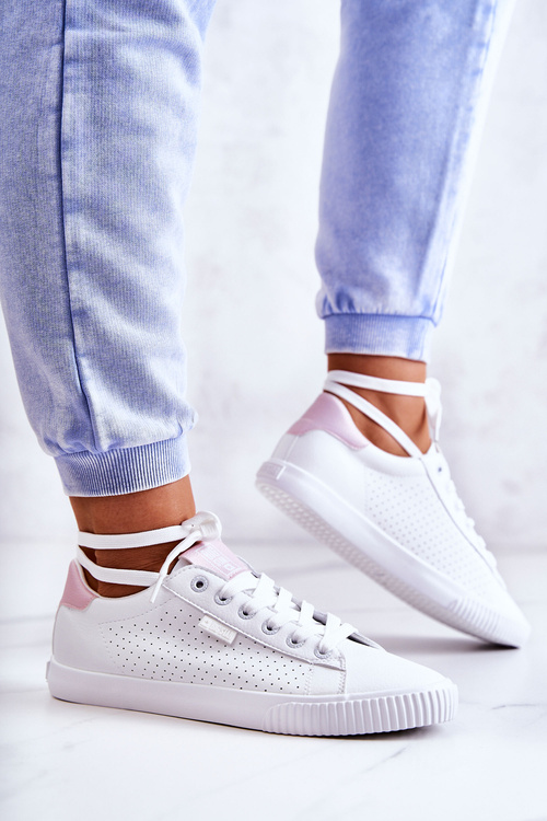 Dámské Kožené Tenisky BIG STAR HH274073 Bile-Růžové