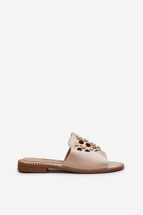 Lesklé Dámské Žabky S Ozdobami S.Barski KV27-063 Zlaté