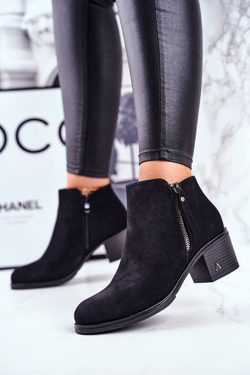 Dámské Kotníkové Boty Na Podpatku Černé Blanche