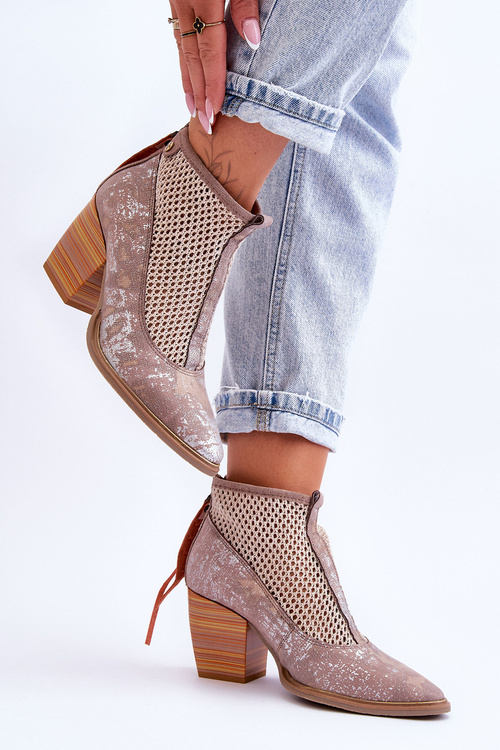 Kožené topánky s mriežkou Maciejka 05842-04 béžová