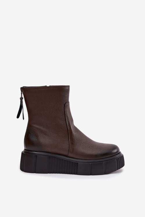 Zazoo 60369 Dámske Kožené Topánky na Platforme Čokoládové