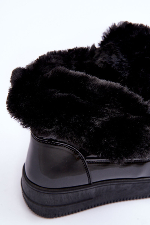 Dámske šnurované snehové topánky s čiernou kožušinou Lexxina