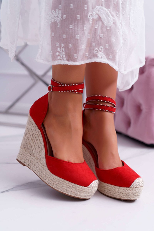 Dámské Sandály Na Klinu Červené Canterola