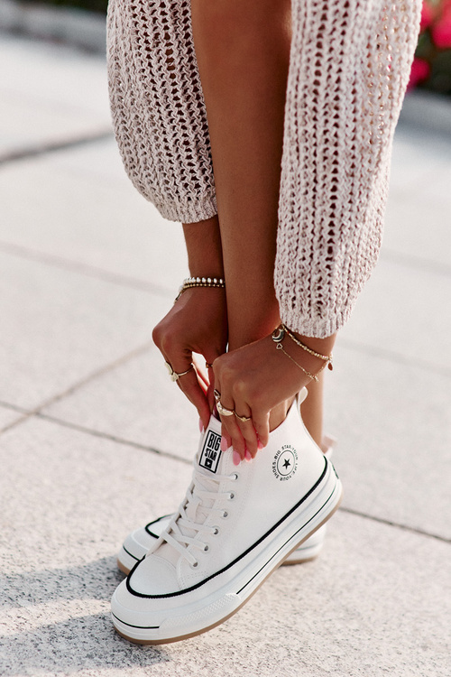 Zateplené Dámske Tenisky Na Platforme Eko Koža Big Star OO274061 Biele