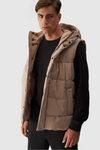 Pánský Péřový Bezrukávník S Kapucí Béžový 4FWAW24TVJAM144-83S