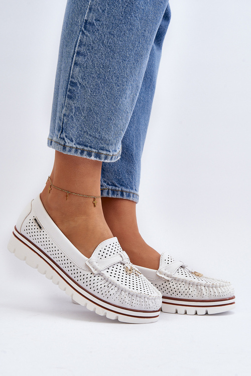 Dámske bielé vyrezané mokasíny Twista