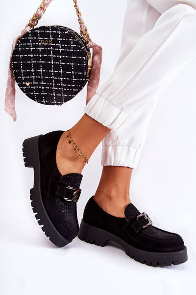 Módne semišové topánky Loafer čierny lemar rayhan