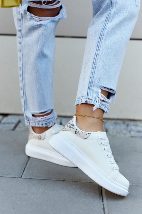 Klasické dámské sportovní boty bílé a béžové Meleris