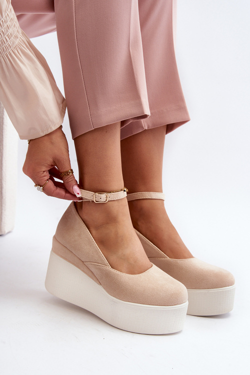 Dámské espadrilky na klínové podrážce světle béžové Malla