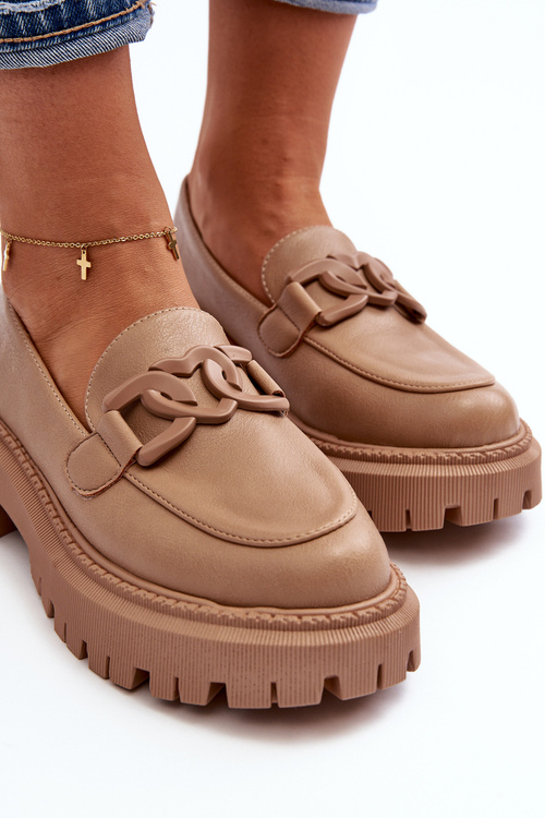 Masivní Dámské Mokasíny S Řetězem Beige Dataia