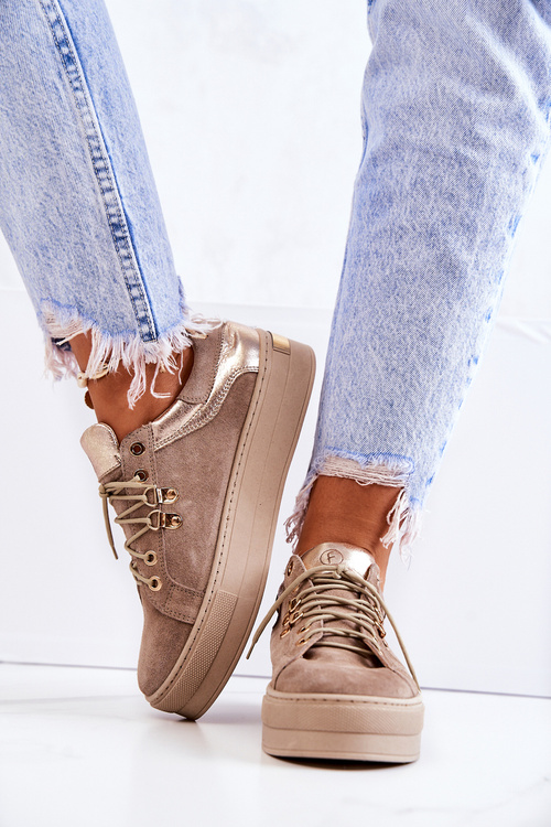 Suede Športové topánky na platforme Beige Mary Ann