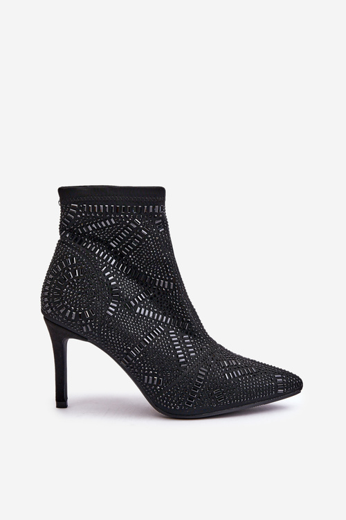 Zdobené Šľapky Na Opätku S.Barski HY42-161 Čierne