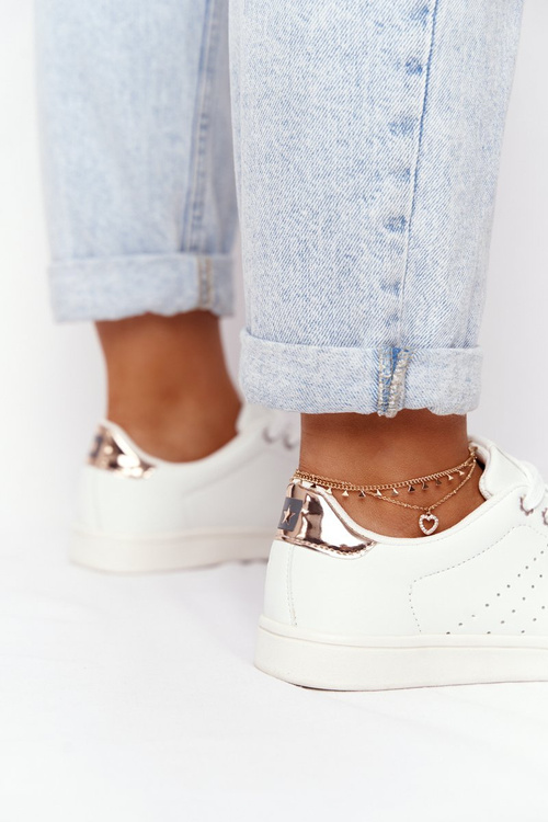 Dámské Kožené Tenisky BIG STAR DD274583 Bile-Měděné