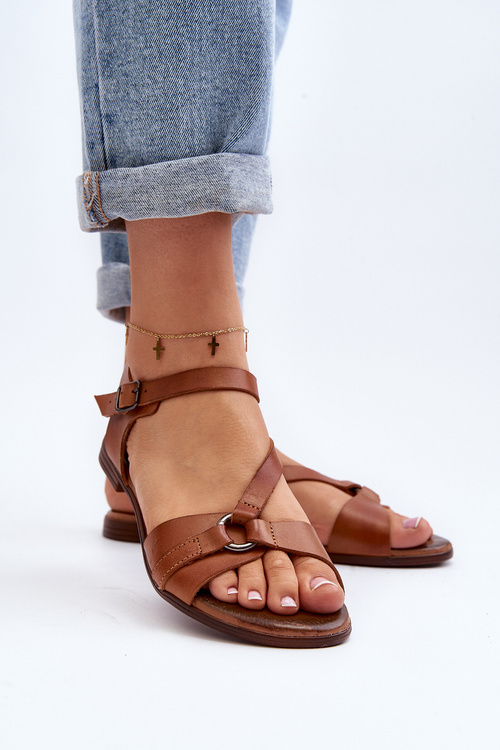 Zazoo 40182 Kožené dámske sandále hnedé