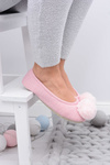 Ružové dámske domové -podobné balerinas soxo s pompom