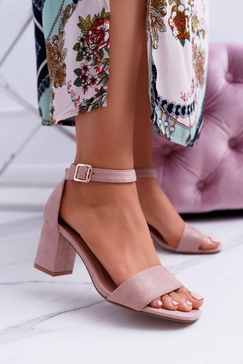 Růžové Dámské Sandály Na Patě Semiš NewGenua