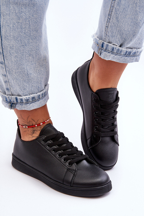 Dámske kožené klasické čierne neobmedzené tenisky