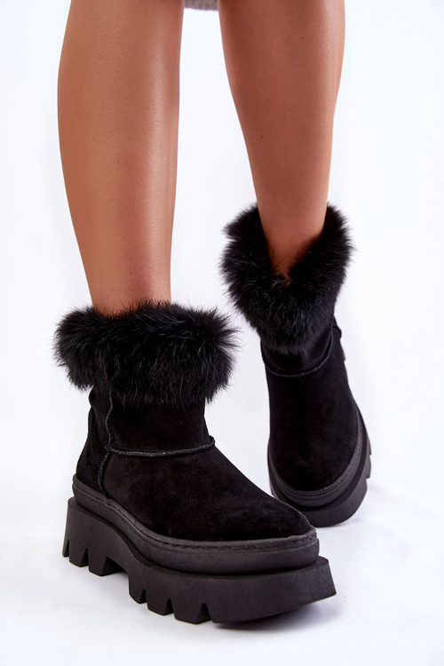 Dámské semišové sněhule černé Ann