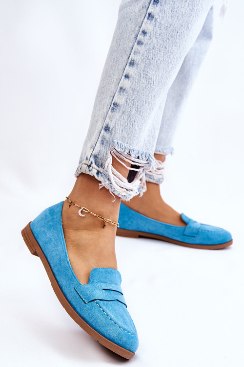 Pohodlné semišové dámske modré mokasíry Lucca