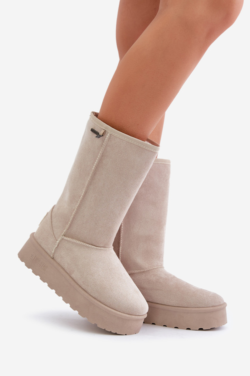 Vysoké Sněhule Na Platformě Big Star OO274894 Světle Béžové