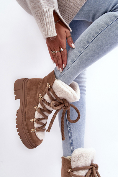 Dámske snehové topánky s béžovou viazaním