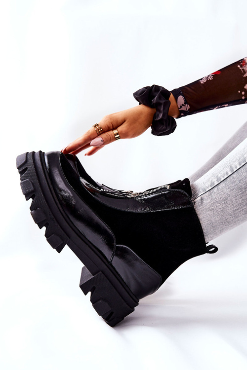 Kožené polstrované boty Laura Messi Černá 2371