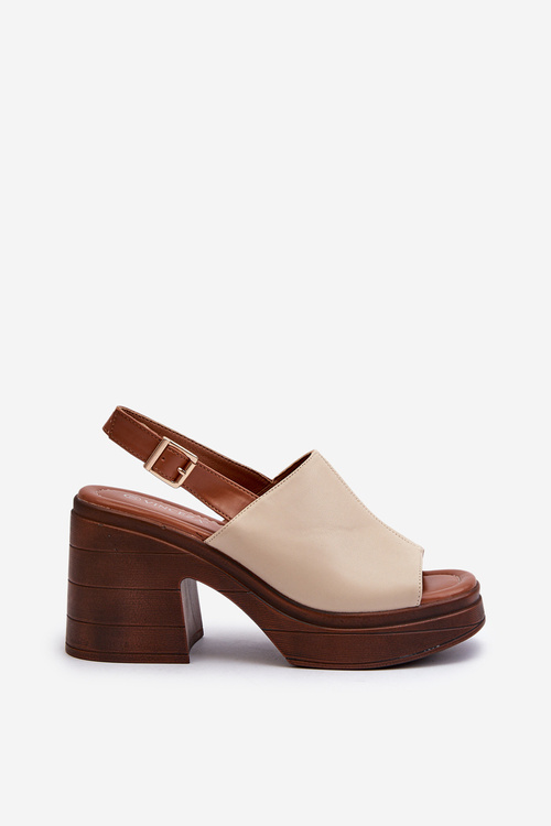 Elegantné dámske sandále z ekokože na opätku béžové Vattima