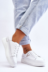 Dámská kožená sportovní obuv na platformě bílá Saul