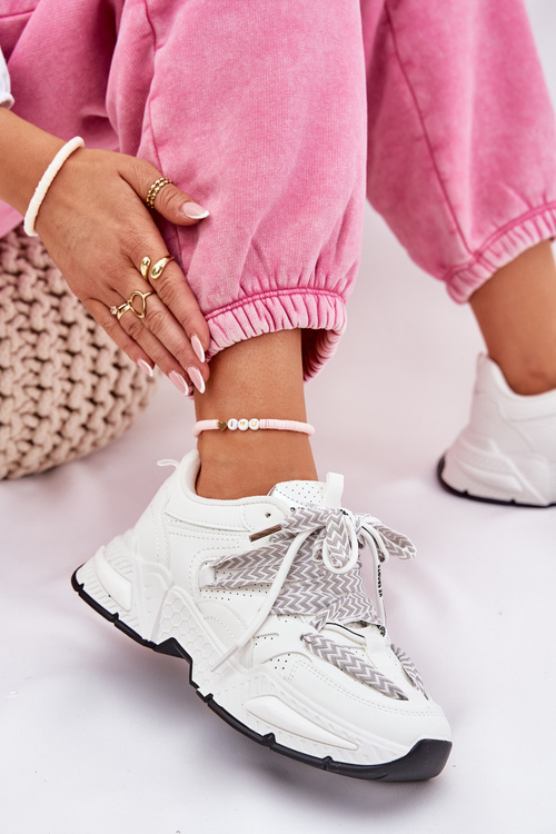 Tenisky Sportovní Boty Dámské S Dvojitým Šněrováním Bílé Efobell